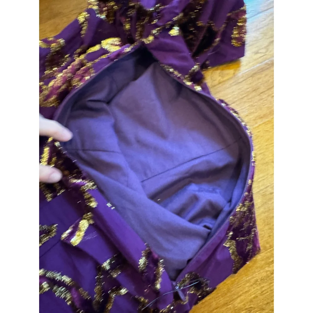 One Shoulder gown in Purple and Gold